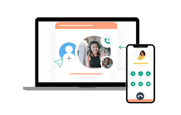 Illustaration PC mobile Speek call Everlink Illustaration PC mobile Speek call